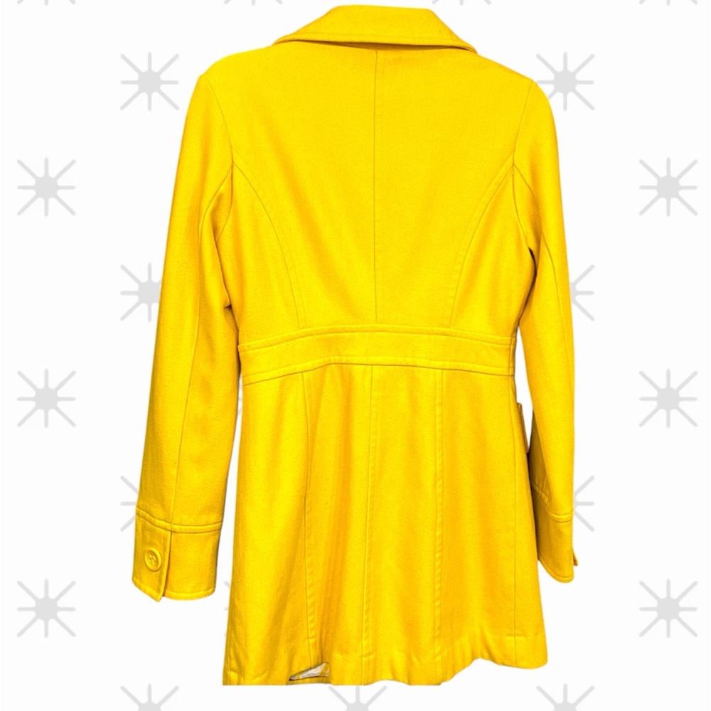 Emily in Paris inspo wool Yellow Trench pea long Coat fitted single breast - Picture 2 of 5